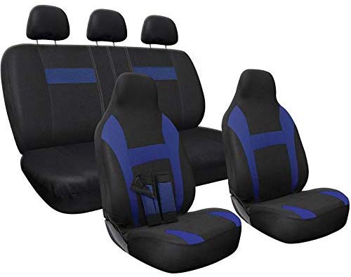 Motorup America Juego Completo de Fundas de Asiento para autocaravanas se Adapta a vehículos seleccionados para camión o Furgoneta SUV – Gris/Negro