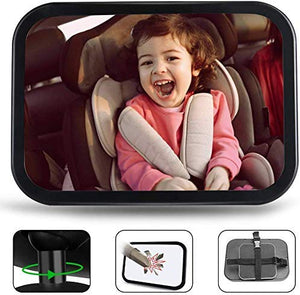 Espejo para Bebe Auto Retrovisor Espejo de Asiento Extra Grand 360° Ajustable Accesorios para Autos Espejo de Carro Monitoriza de Forma Segura al Niño para el Asiento Trasero