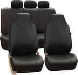 FH GROUP Universal Fit Full Set High Back Royal Seat Cover - PU Leather (Black) (Airbag Compatible and Rear Split, Fit Most Car, Truck, SUV, or Van, FH-PU103115)