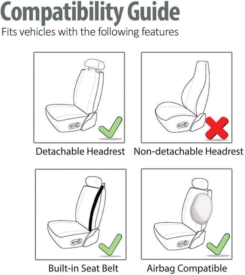 FH GROUP Cojines de Cuero sintético para Asiento de Coche, compatibles con Las Bolsas de Aire, Negro