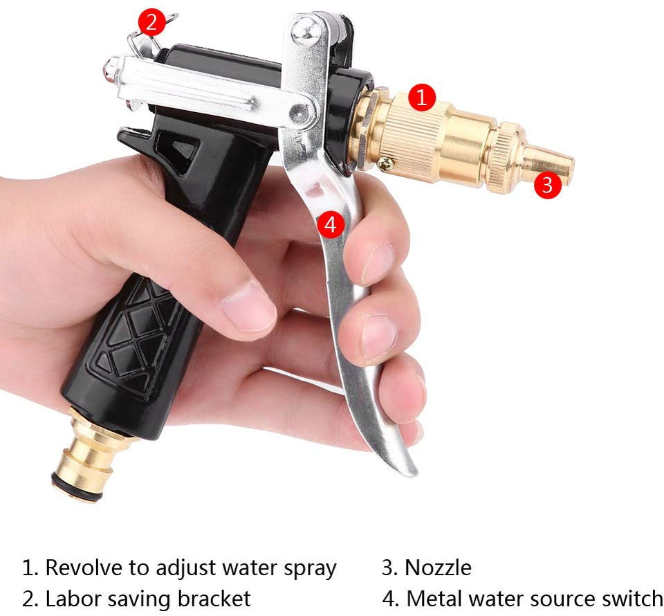 Pistola de Agua, Boquilla de Agua Multifunción Hogar Pistola de Agua de Alta Presión Spray Plástico Cobre Boquilla Para Lavado de Coches Jardín Riego