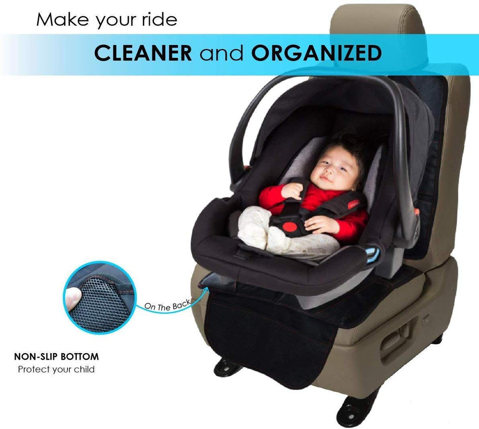 PUBAMALL Protector del asiento para el automóvil y Organizador para asiento trasero de automóvil (un par, Negro)