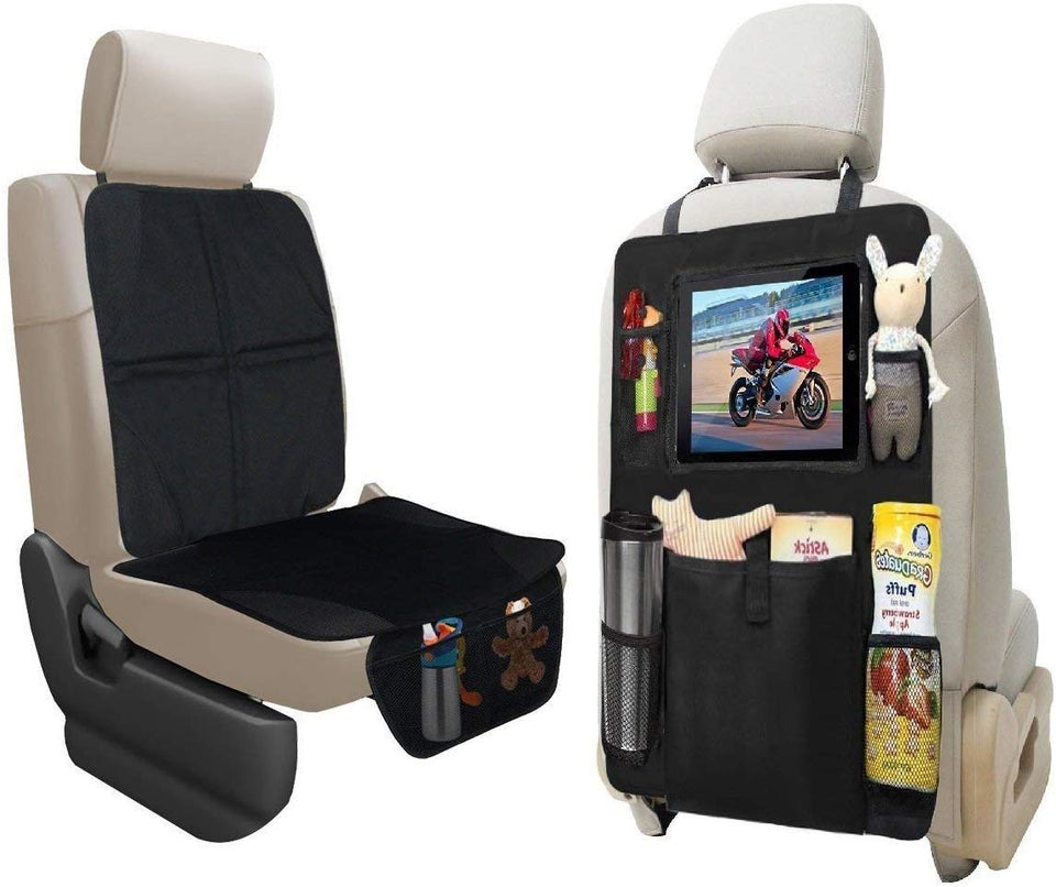 PUBAMALL Protector del asiento para el automóvil y Organizador para asiento trasero de automóvil (un par, Negro)