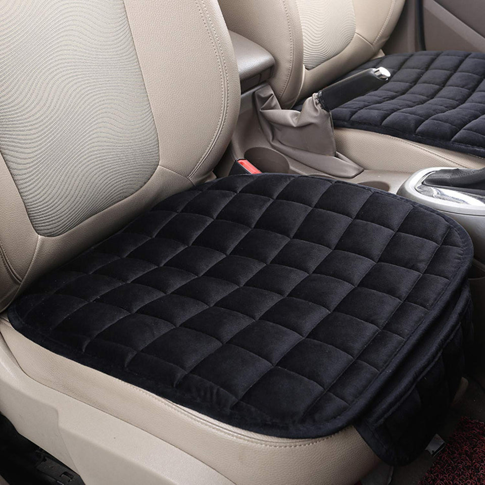 LY-Vigor Juego de Fundas para Asiento de Coche Antideslizantes de Felpa Universal para Asiento de Coche, 3 Piezas, Silla de Oficina, Negro