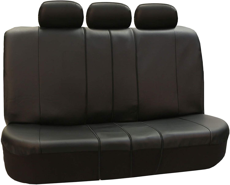 FH GROUP Universal Fit Full Set High Back Royal Seat Cover - PU Leather (Black) (Airbag Compatible and Rear Split, Fit Most Car, Truck, SUV, or Van, FH-PU103115)