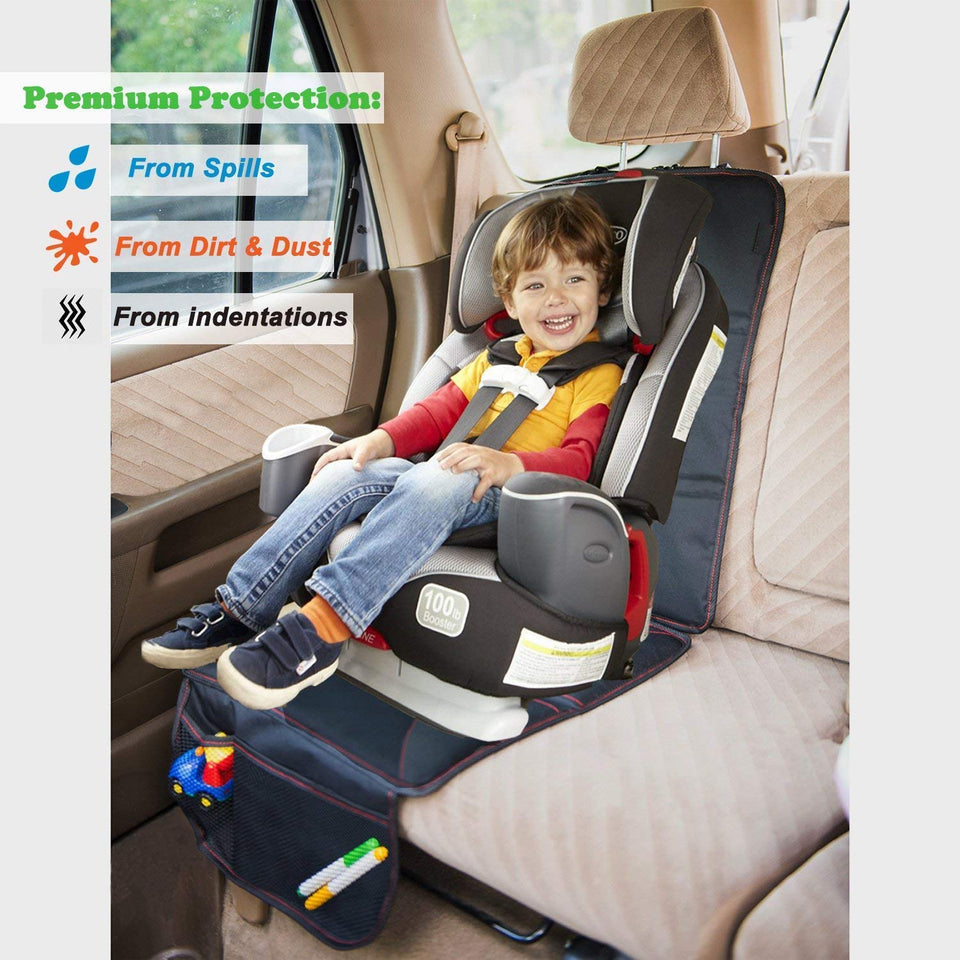 PUBAMALL Protector del asiento para el automóvil y Organizador para asiento trasero de automóvil (un par, Negro)