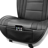 FH GROUP Cojines de Cuero sintético para Asiento de Coche, compatibles con Las Bolsas de Aire, Negro