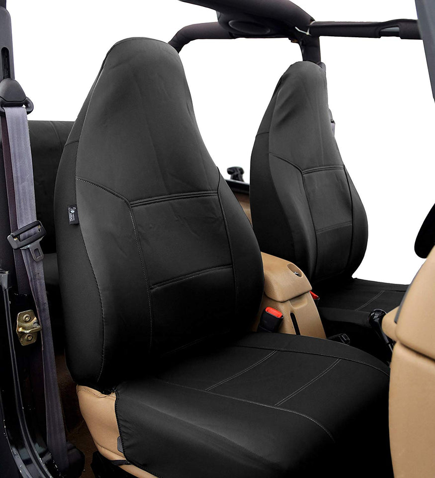 FH GROUP Universal Fit Full Set High Back Royal Seat Cover - PU Leather (Black) (Airbag Compatible and Rear Split, Fit Most Car, Truck, SUV, or Van, FH-PU103115)