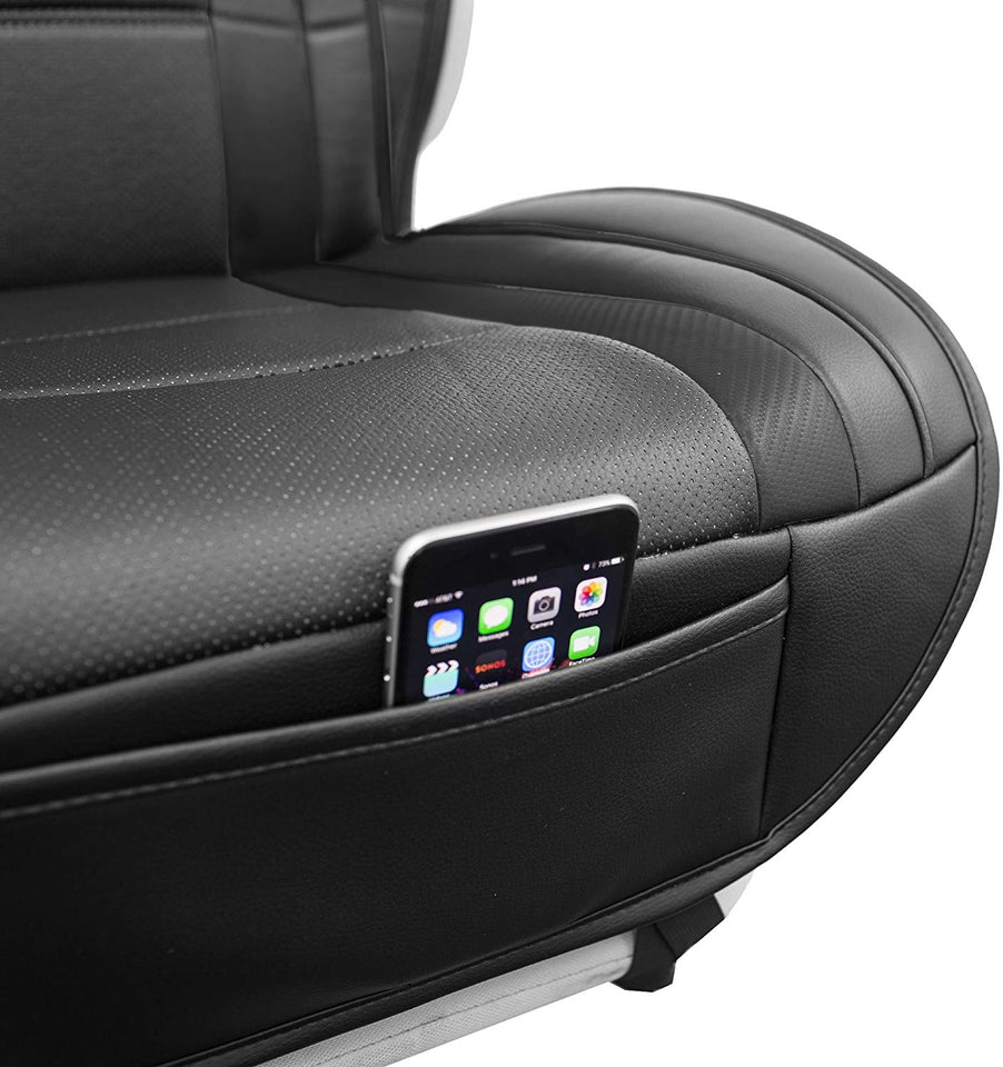 FH GROUP Cojines de Cuero sintético para Asiento de Coche, compatibles con Las Bolsas de Aire, Negro