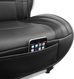 FH GROUP Cojines de Cuero sintético para Asiento de Coche, compatibles con Las Bolsas de Aire, Negro