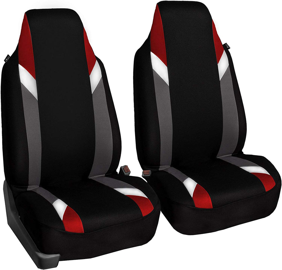 FH GROUP FB133RED102 Bucket Seat Cover (Supreme Modernistic Airbag Compatible (Set of 2) Red)