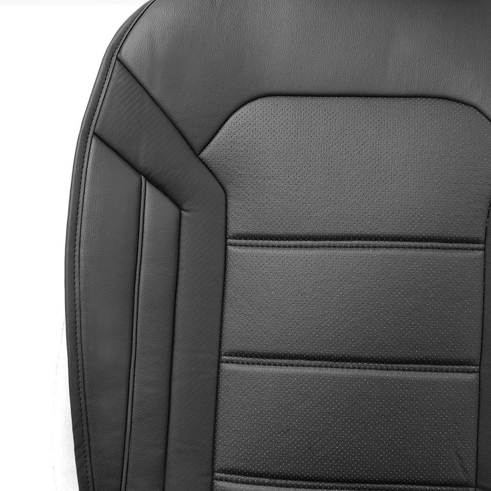 FH GROUP Cojines de Cuero sintético para Asiento de Coche, compatibles con Las Bolsas de Aire, Negro